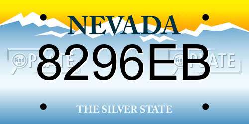8296EB Nevada License Plate