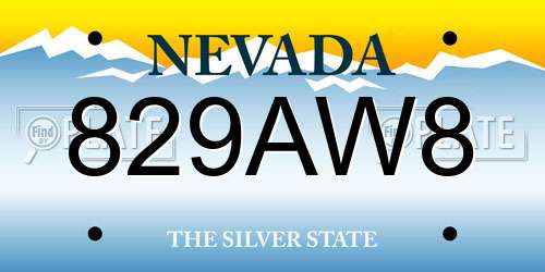 829AW8 Nevada License Plate
