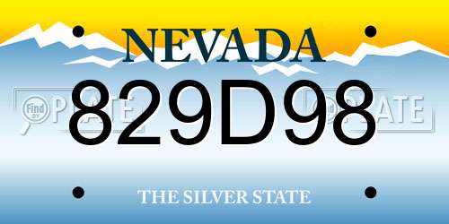 829D98 Nevada License Plate