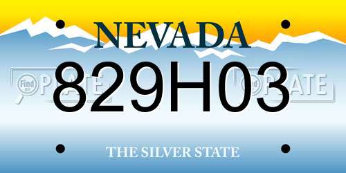 829H03 Nevada License Plate