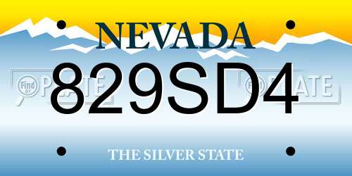 829SD4 Nevada License Plate
