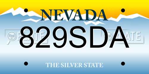 829SDA Nevada License Plate