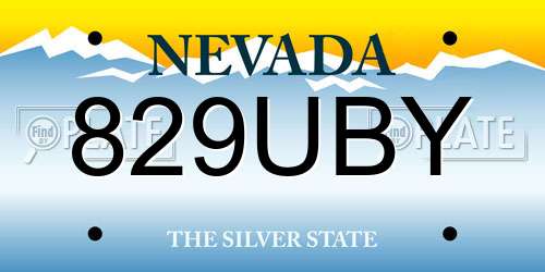 829UBY Nevada License Plate