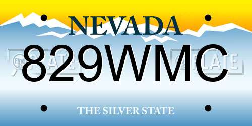 829WMC Nevada License Plate