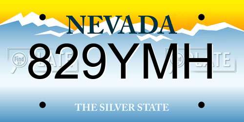 829YMH Nevada License Plate