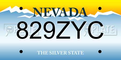 829ZYC Nevada License Plate