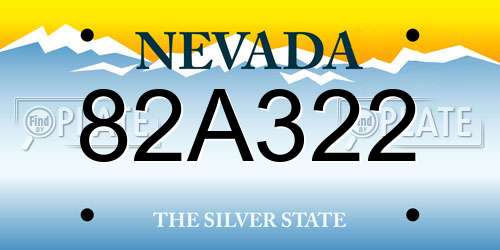 82A322 Nevada License Plate