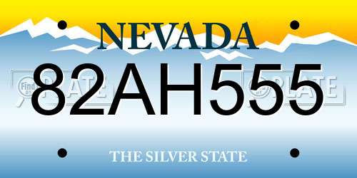 82AH555 Nevada License Plate