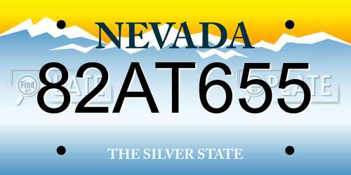 82AT655 Nevada License Plate