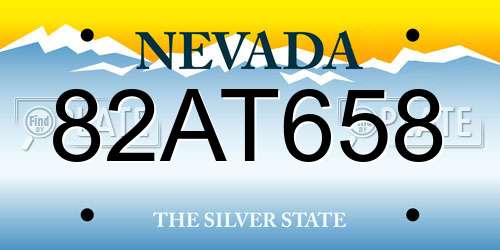 82AT658 Nevada License Plate