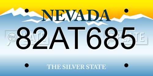 82AT685 Nevada License Plate