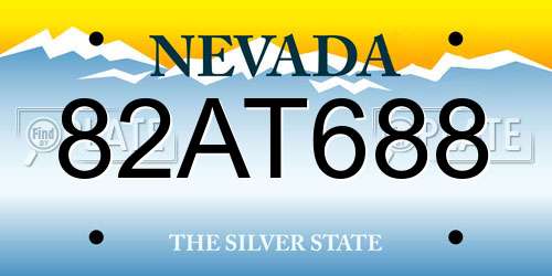 82AT688 Nevada License Plate