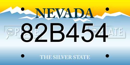 82B454 Nevada License Plate
