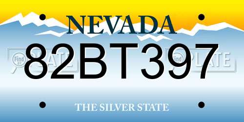 82BT397 Nevada License Plate