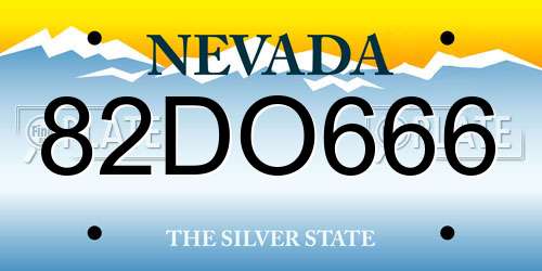 82DO666 Nevada License Plate