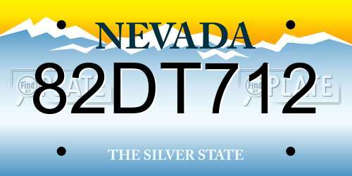 82DT712 Nevada License Plate