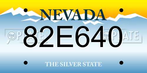 82E640 Nevada License Plate