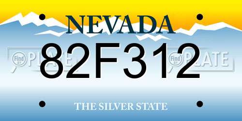 82F312 Nevada License Plate