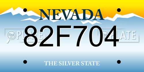 82F704 Nevada License Plate