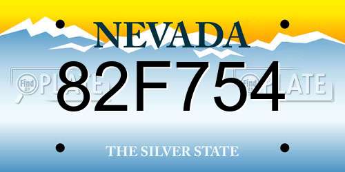 82F754 Nevada License Plate