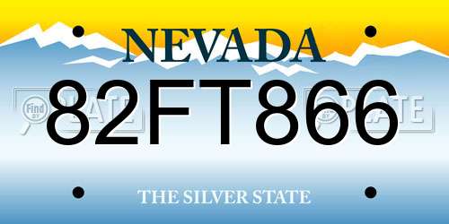 82FT866 Nevada License Plate