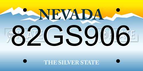 82GS906 Nevada License Plate