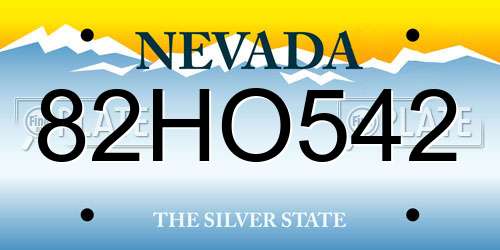 82HO542 Nevada License Plate