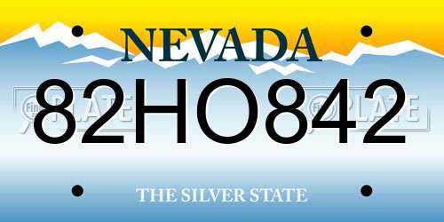 82HO842 Nevada License Plate