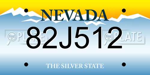 82J512 Nevada License Plate