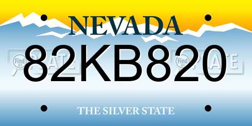 82KB820 Nevada License Plate
