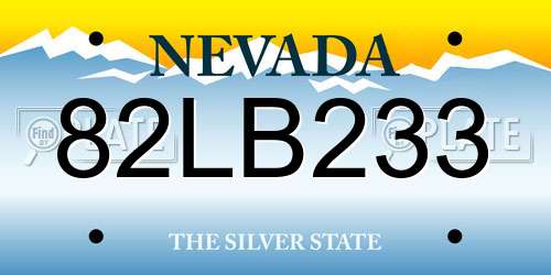 82LB233 Nevada License Plate