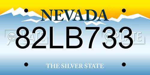 82LB733 Nevada License Plate