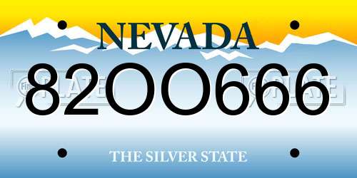 82OO666 Nevada License Plate