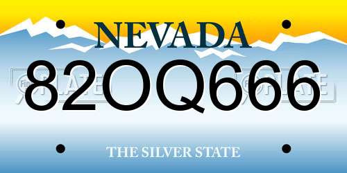 82OQ666 Nevada License Plate