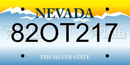 82OT217 Nevada License Plate