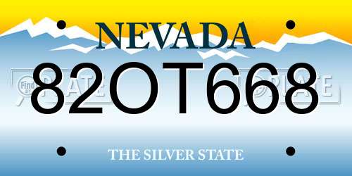 82OT668 Nevada License Plate