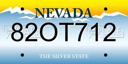 82OT712 Nevada License Plate