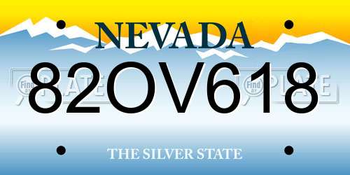 82OV618 Nevada License Plate
