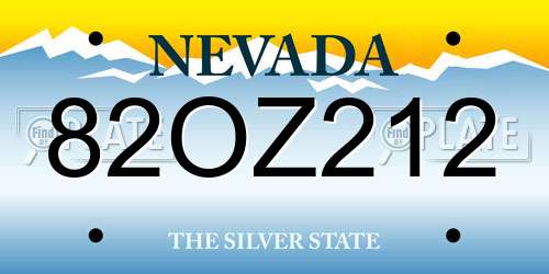 82OZ212 Nevada License Plate
