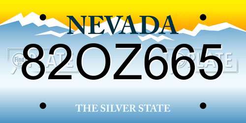82OZ665 Nevada License Plate