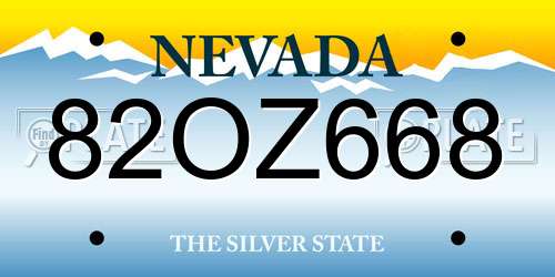 82OZ668 Nevada License Plate