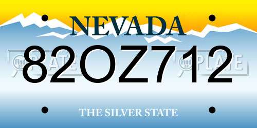 82OZ712 Nevada License Plate