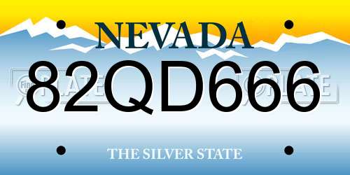 82QD666 Nevada License Plate