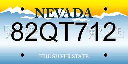82QT712 Nevada License Plate