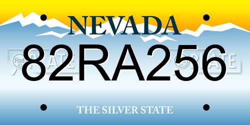 82RA256 Nevada License Plate