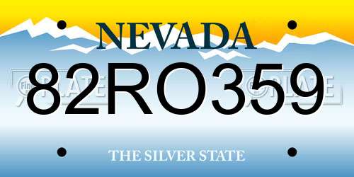 82RO359 Nevada License Plate