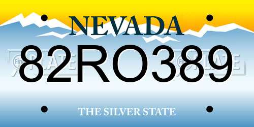 82RO389 Nevada License Plate