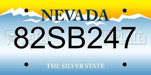 82SB247 Nevada License Plate