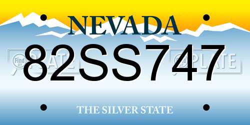 82SS747 Nevada License Plate