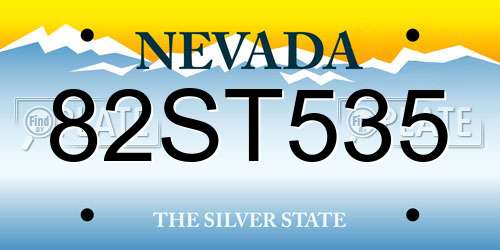 82ST535 Nevada License Plate